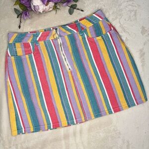 Signature8 Multicolor Striped Denim Mini Skirt